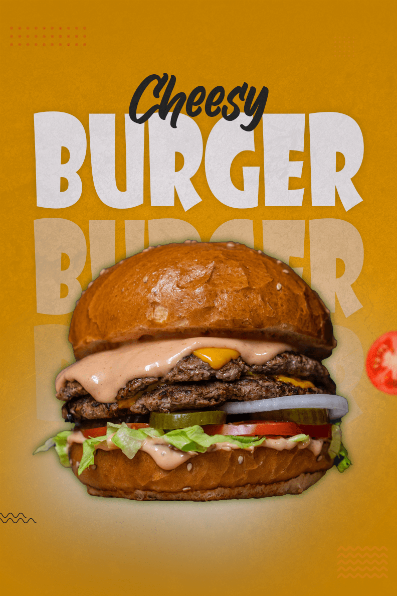 modernmonke project Delish, the poster design showing burger